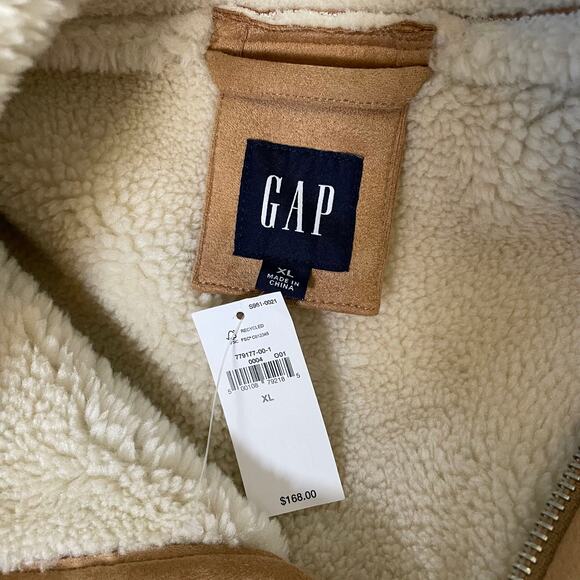 ❌SOLD❌GAP | Women's Tan/Cream Fur Accent Zip Front Jacket with Tags | Size: XL - Picture 2 of 5